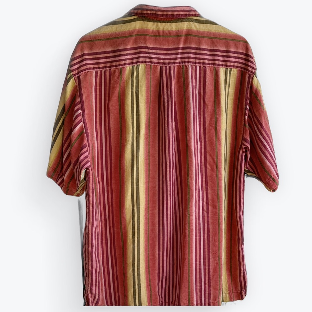 Silk Tommy Bahama Multi-Striped Sunset Relaxed Camp Shirt Vintage Vacation ~ M - Picture 4 of 17